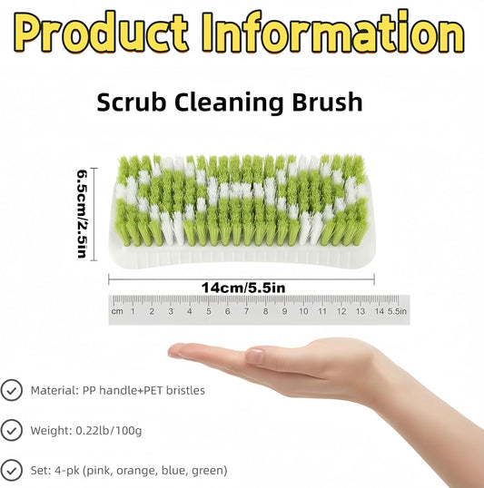 Outdoor Scrub Brush Heavy Duty Scrub Brushes Scrubbing Cleaning Brush Set | 4 Pack Scrub Brush for Cleaning with Stiff Bristle Deep Cleaning Brushes for Bathroom, Floor, Shower, Carpet, Bathtub