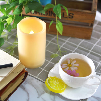 Outdoor Waterproof Battery Operated Flameless LED Pillar Candles with Remote Timer Flickering Electric Plastic Resin Decorative Lights for Xmas Christmas Wedding Party Decorations Gifts Supplies 3 PCS