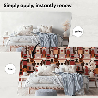 17"x118" Peel and Stick Wallpaper for Renter Friendly, Removable Wallpaper Peel and Stick, Self-Adhesive Textured Contact Paper for Walls, Cabinets, Countertops(Geometric Clay)