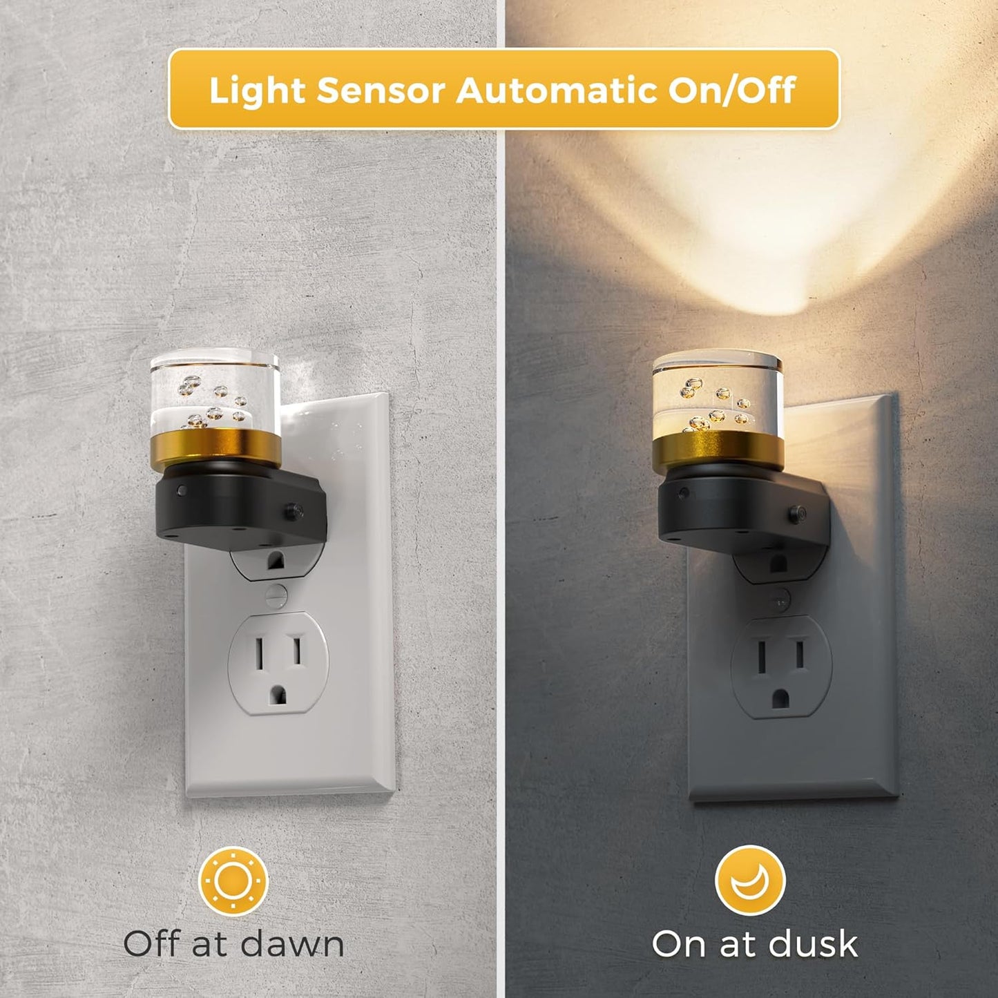 L LOHAS LED Night Light, Bubble Night Lights Plug into Wall,2 Pack 3000K/4000k/5000K Adjustable Color Temperature Night Light,Dimmable Nightlights with Dusk to Dawn Sensor for Rooms Bathroom Hallway