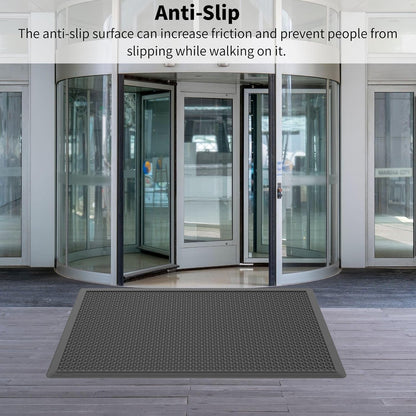 Rubber Scraper Mat for Shoes - Heavy Duty Non-Slip Entryway Mat, Mud Trapping with Deep Grooves, Waterproof Anti-Fatigue for Indoor/Outdoor, Garage Home Dust Control (2 Pack - 60" x 36")