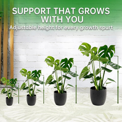 Yhtpouqe 3 Pack Extendable Plant Stakes, 16.5-42.5 Inch Plant Stakes for Indoor Outdoor, Adjustable Monstera Plant Support Sticks with Clips for Clombing Plants, Vine, Orchid, Tomato, Vegetables