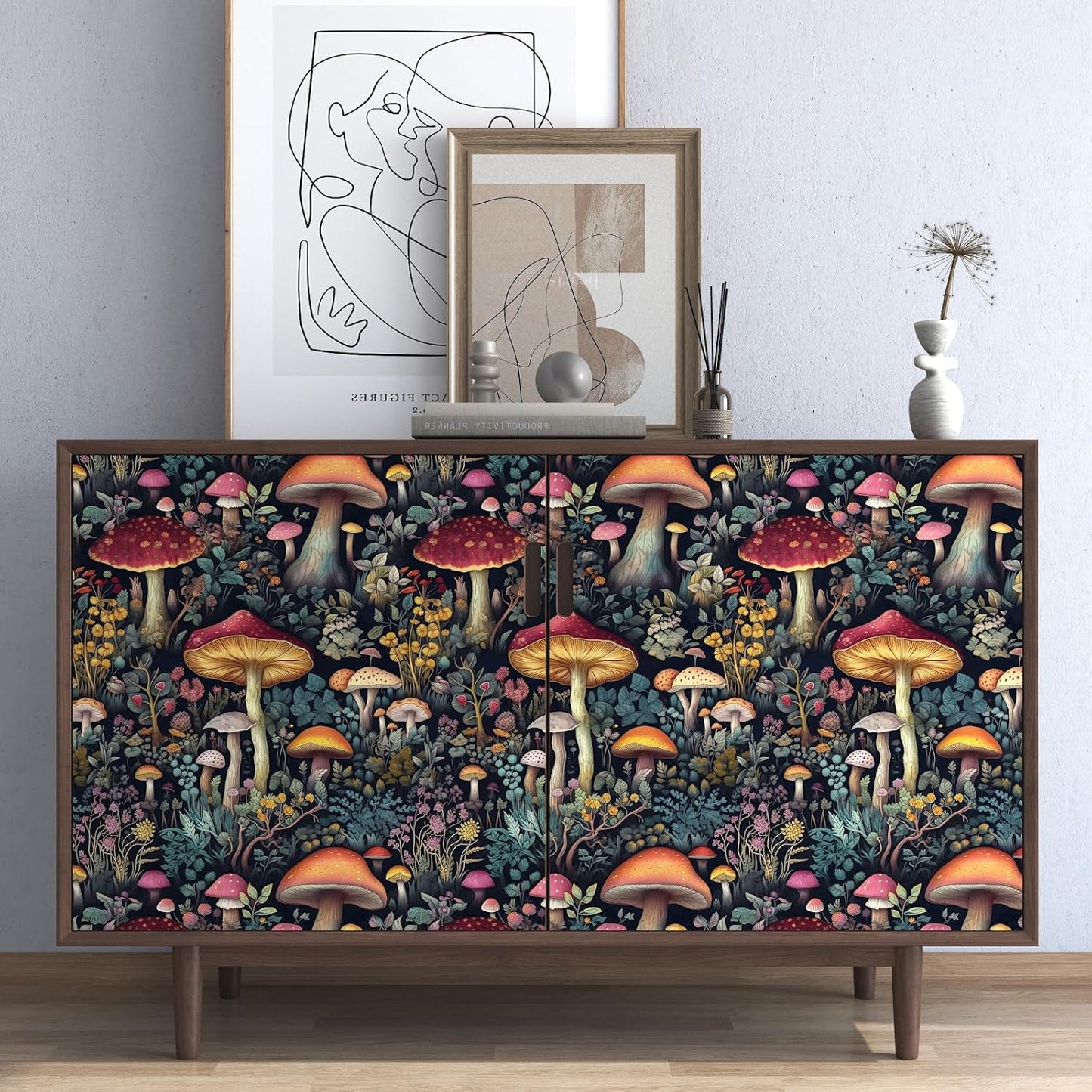 BOKEBEVE Watercolour Floral Peel and Stick Wallpaper Boho Vibrant Contact Paper Renter Friendly Wall Paper for Countertop Cabinet Wall Shelf Liner Removable Blue Colorful 17.5 x 118In