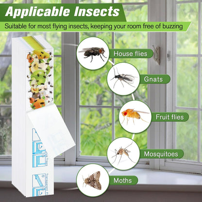 Qualirey 30 Pack XL Window Fly Traps for Indoors, Extra Large Fly Paper Sticky Strips, Waterproof & Non Toxic Clear Sticky Traps for Windows, Bug Catcher for House, Kitchen and Office(15"×3")