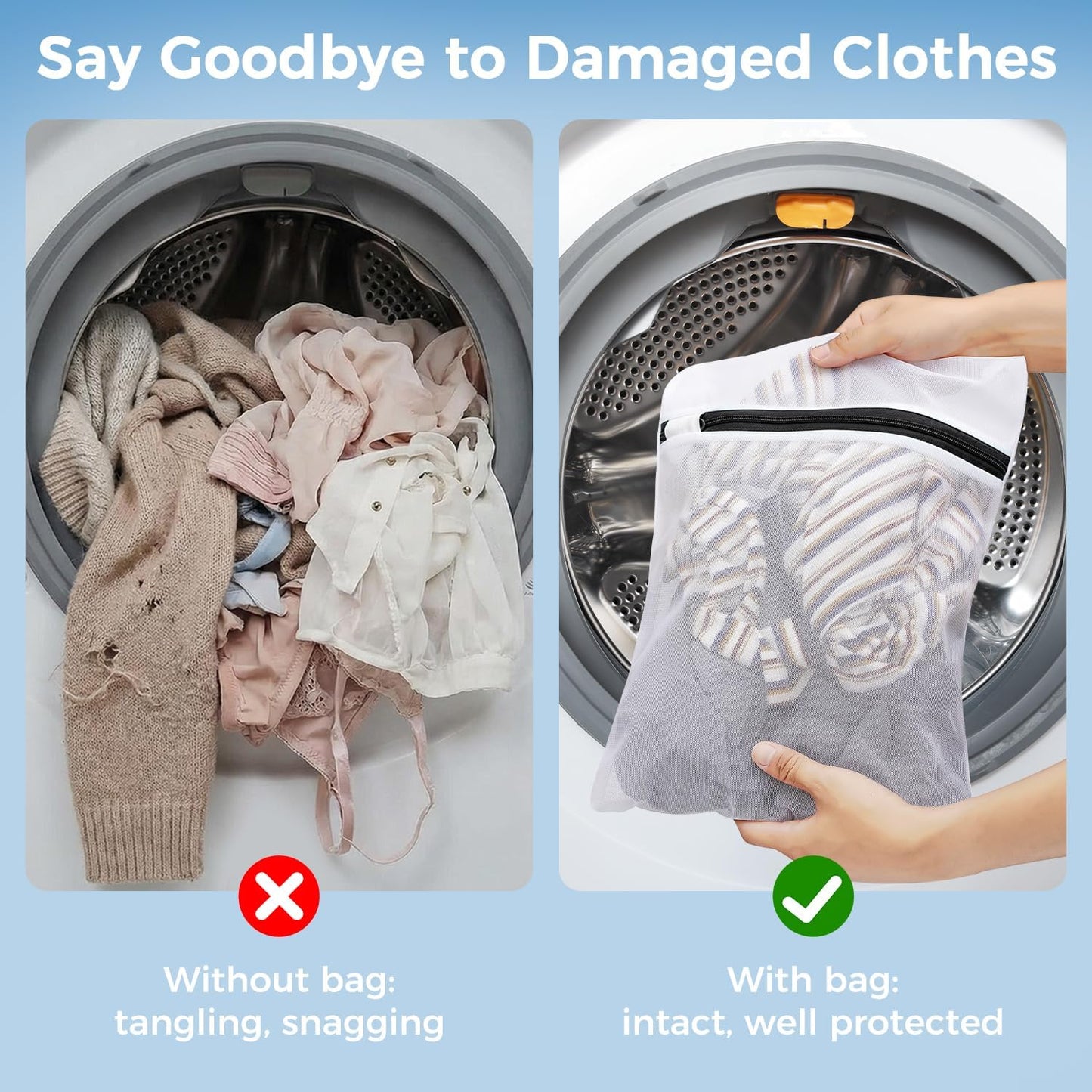 BAGAIL Laundry Bags Mesh Wash Bag for Intimates Lingerie and Delicates, 5Pcs (1XL,2L,2M)