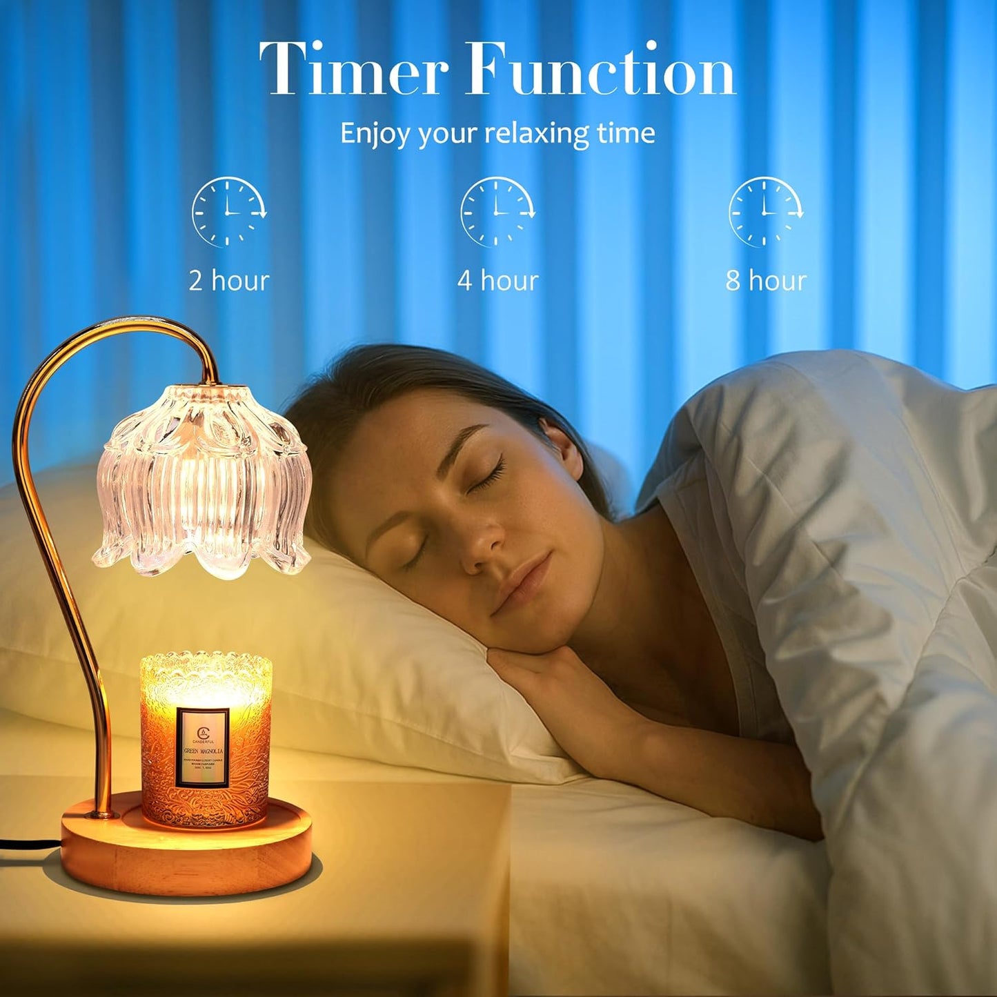 Flower Candle Warmer Lamp with Timer & Dimmer - Fits All Jar Scented Candles - Christmas & Mother's Day Gift for Women，Mom，Her