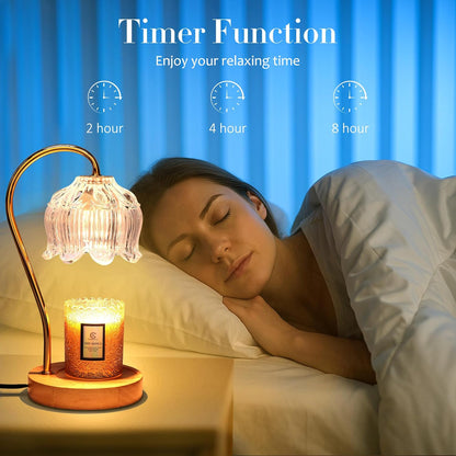 Flower Candle Warmer Lamp with Timer & Dimmer - Fits All Jar Scented Candles - Christmas & Mother's Day Gift for Women，Mom，Her
