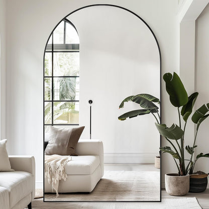 Antok 58" x19” Arched Full Length Floor Mirror, Gold Aluminum Frame, Free Standing/Wall Mount/Leaning for Bedroom, Living Room, Dressing Room