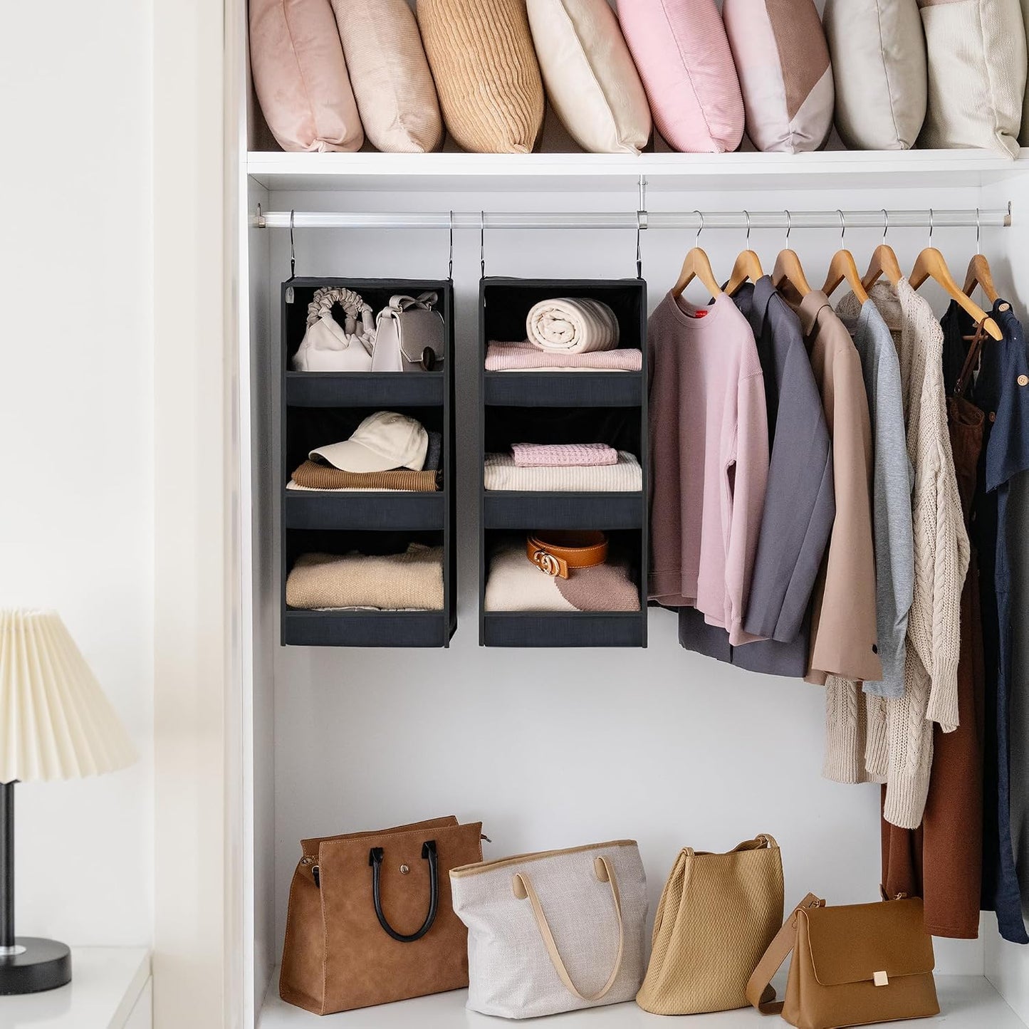 GRANNY SAYS 3-Shelf Hanging Closet Organizer and Storage, Collapsible Hanging Closet Shelves, Hanging Organizer for Closet & RV, Gray, 29 ½" H X 12" W X 12" D, 1-Pack