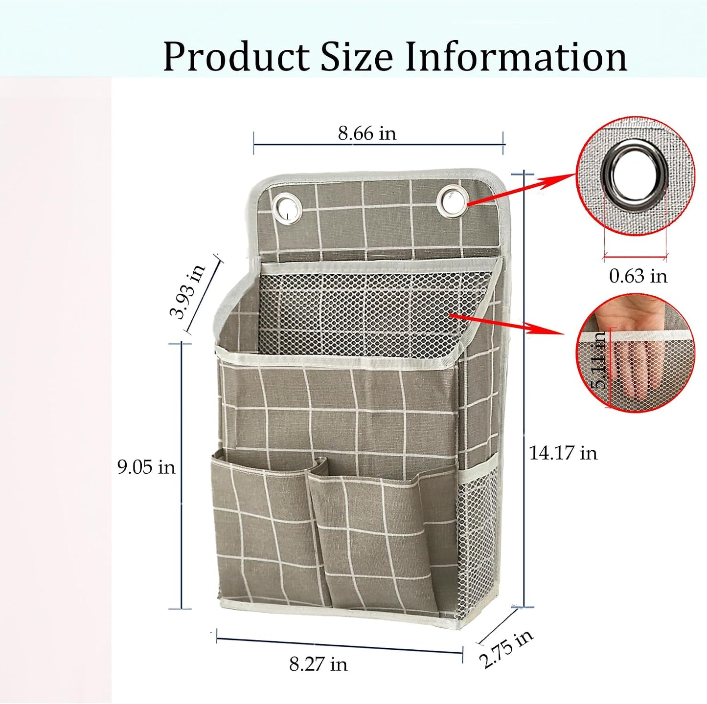 Hanging Basket for Organizing, Wall Organizer with Pockets and Over The Door Organizer，Can for Home, Closet, Office and Camper (1 White)