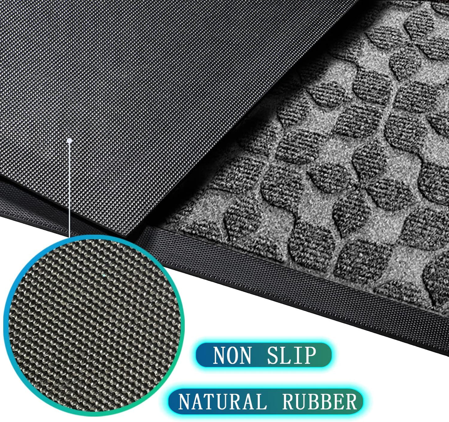Bulijojo Sturdy Front Entrance Doormats,Durable Heavy Duty Welcome Mat,Thick Absorbent Natural Rubber Non Slip Mat,Easy Clean Entryway Mat 17x30 Inch Leaves Green