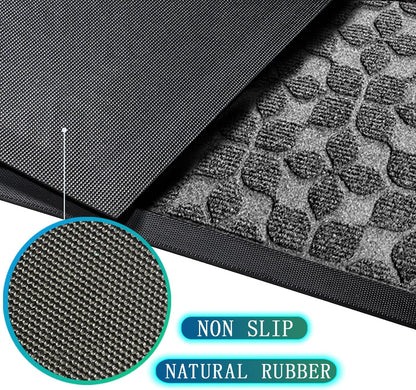 Bulijojo Sturdy Front Entrance Doormats,Durable Heavy Duty Welcome Mat,Thick Absorbent Natural Rubber Non Slip Mat,Easy Clean Entryway Mat 17x30 Inch Leaves Green