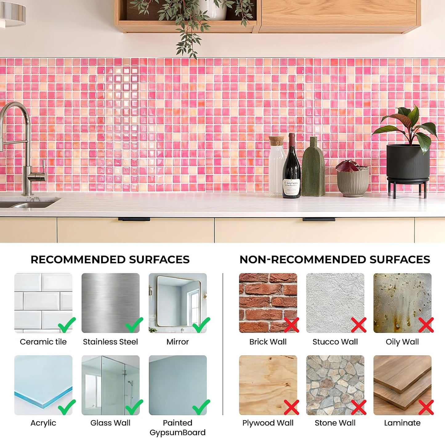 5 Sheets Peel and Stick Backsplash, Self Adhesive Wall Tiles, 3D Adhesive Tile Backsplash, 12"x12"Premium Self Adhesive Wall Tiles Peel and Stickfor Kitchen, Bathroom, RV(Spring Moss)