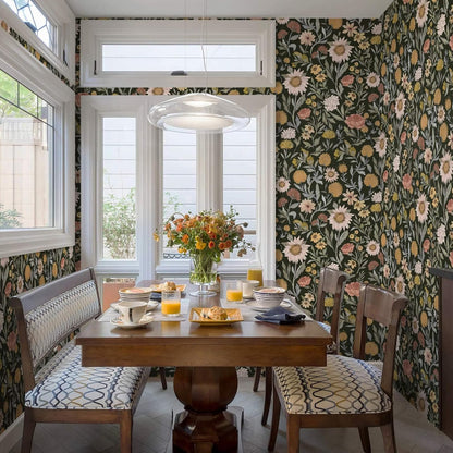 Dimoon 17.3''x78.7'' Peel and Stick Wallpaper Floral Cute Contact Paper Vintage Village Country Cottage Wallpaper Farmhouse Yellow Beige Renter Friendly Geometry Waterproof Embossed Kitchen Bedroom