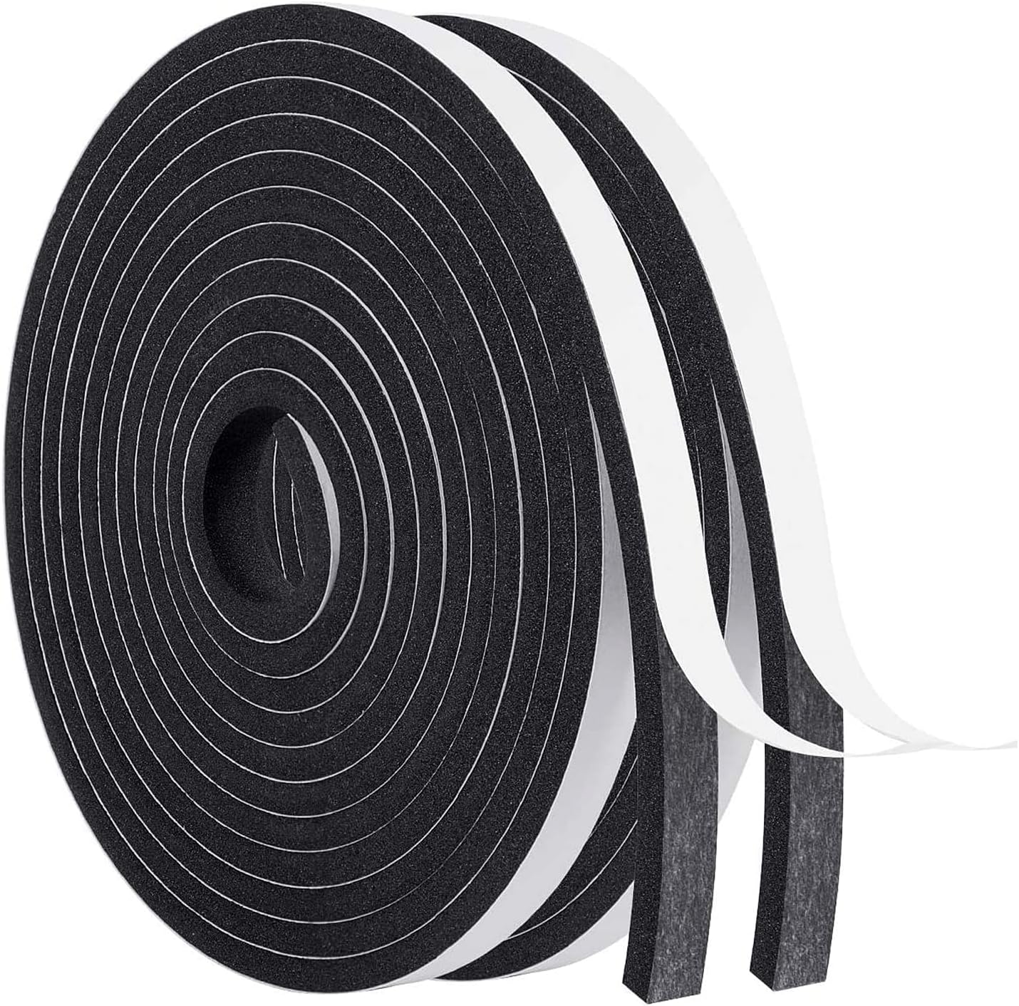 MAGZO Weather Stripping Door Seal, 1/2 Inch Wide X 1/8 Inch Thick Adhesive Foam Tape Soundproof Weatherstripping for Windows, 3 Rolls Total 50FT Black