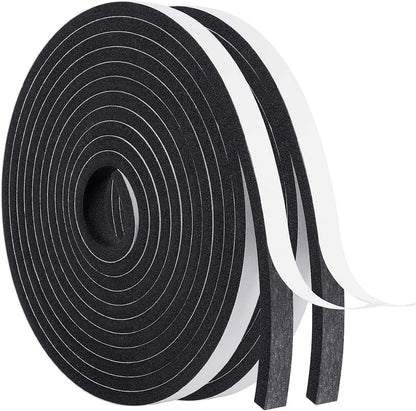 MAGZO Weather Stripping Door Seal, 1/2 Inch Wide X 1/8 Inch Thick Adhesive Foam Tape Soundproof Weatherstripping for Windows, 3 Rolls Total 50FT Black