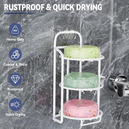 Yoshiky 3-Tier Shower Soap Shampoo Bar Holder, Self Adhesive & Freestanding Draining Bathroom Soap Dish Caddy for Bathroom Wall Accesories Decor