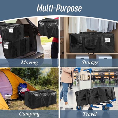 6 Pack Extra Heavy Duty Large Moving Bags with Strong Zipper & Comfortable Handles, Sturdy & Durable Clothes Storage Bags Totes Bins, Blue Packing Moving Boxes for College Supplies, Dark Blue