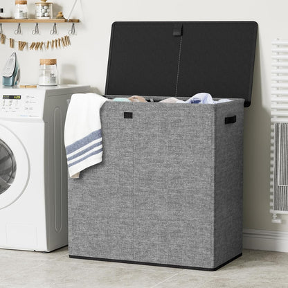 WOWLIVE Laundry Hamper with Lid,160L Large Laundry Basket 3 Section with Removable Washing Bags,Collapsible Waterproof Dirty Clothes Hamper for Laundry Room Bathroom Dorm,Beige