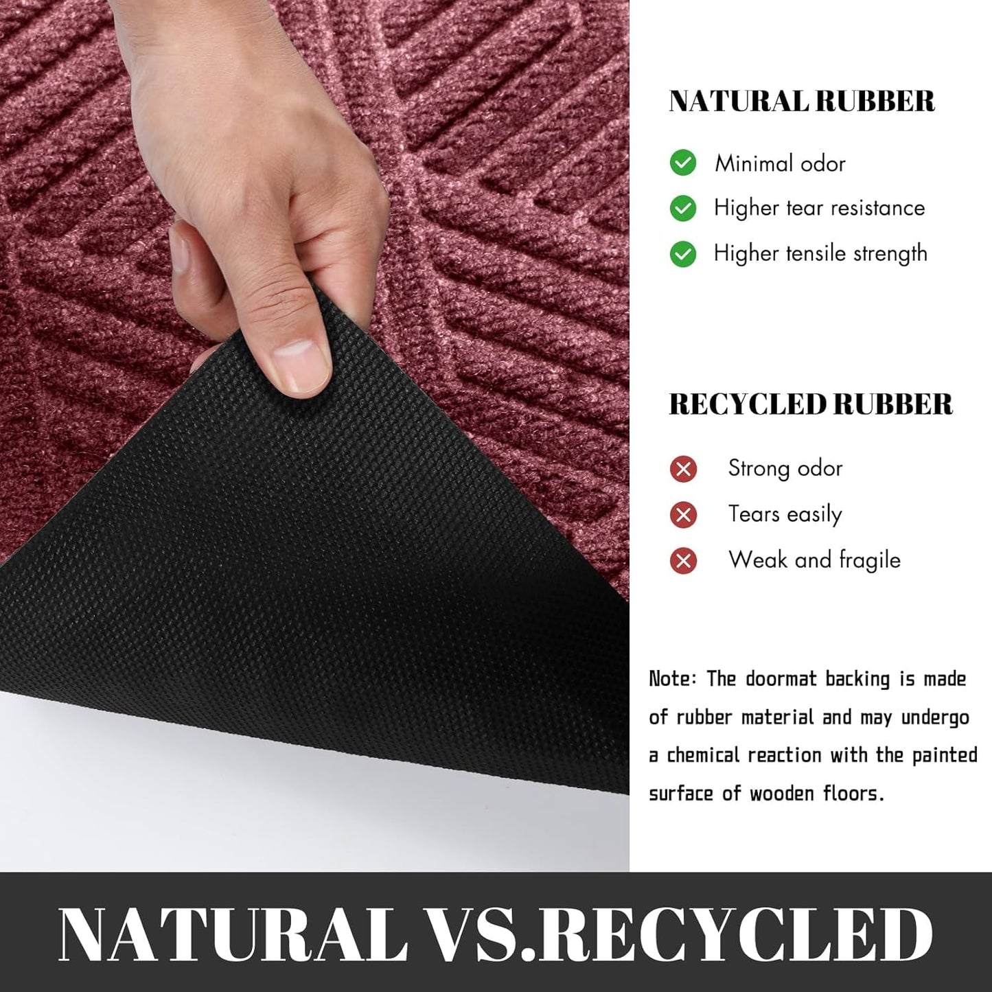 Yimobra Front Door Mat, All-Season Waterproof Outdoor Mat for Entrance with Drainage Holes, Heavy Duty Non-Slip Doormat for Garage Patio Entryway Indoor, 29.5x17, Red
