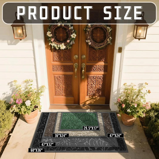 Yimobra Front Door Mat Outside Entrance, Waterproof Sturdy Retro Outdoor Mat, Heavy Duty Non-Slip Doormat for Garage Patio Entryway Indoor, Easy Clean, 29.5x17, Grey