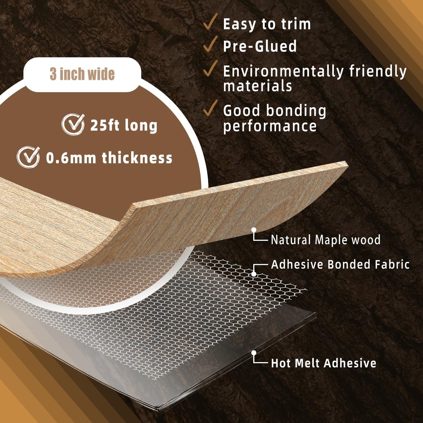 GSCIT Club Wood Grain Repair Tape, 2.4 inch X 15ft Self Adhesive Maple Grain Repair Patch for Tables, Chairs, Baseboards, Doors, Windows, Floors, Handicraft DIY. - Colors B