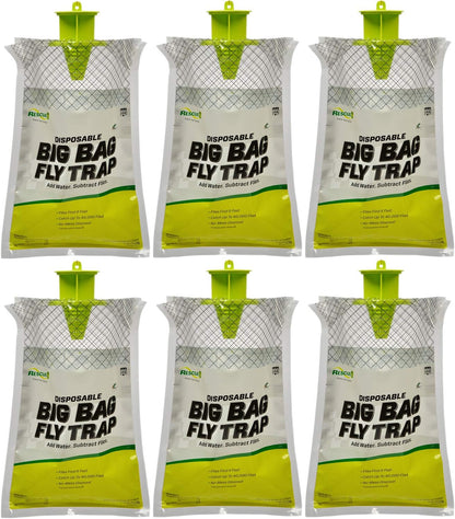 RESCUE! Big Bag Fly Trap – Disposable, Outdoor Use - 6 Traps