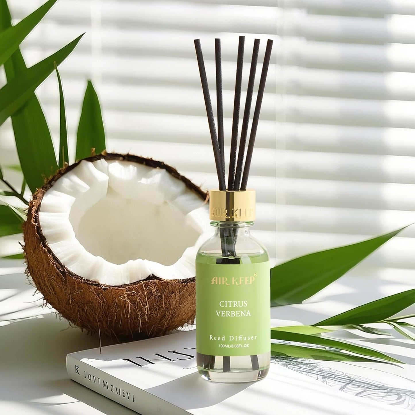 Airkeep Reed Diffuser Oil Set with Reed Sticks,Vanilla Aromatherapy Oil Scent Diffuser for Home Office Bathroom Decoration Perfume and Gifts 3.38 oz/100ml