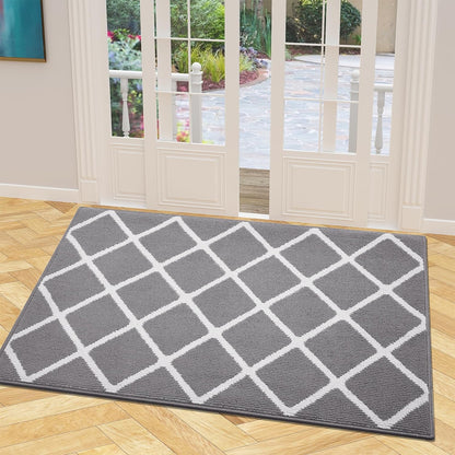 Finchitty Indoor Door Mat, Dirt Resistant and Absorbent, Low-Profile, Non-Slip, Washable Inside Floor Mats for Front Door, Back, and Entrance, 32" x 20", Grey