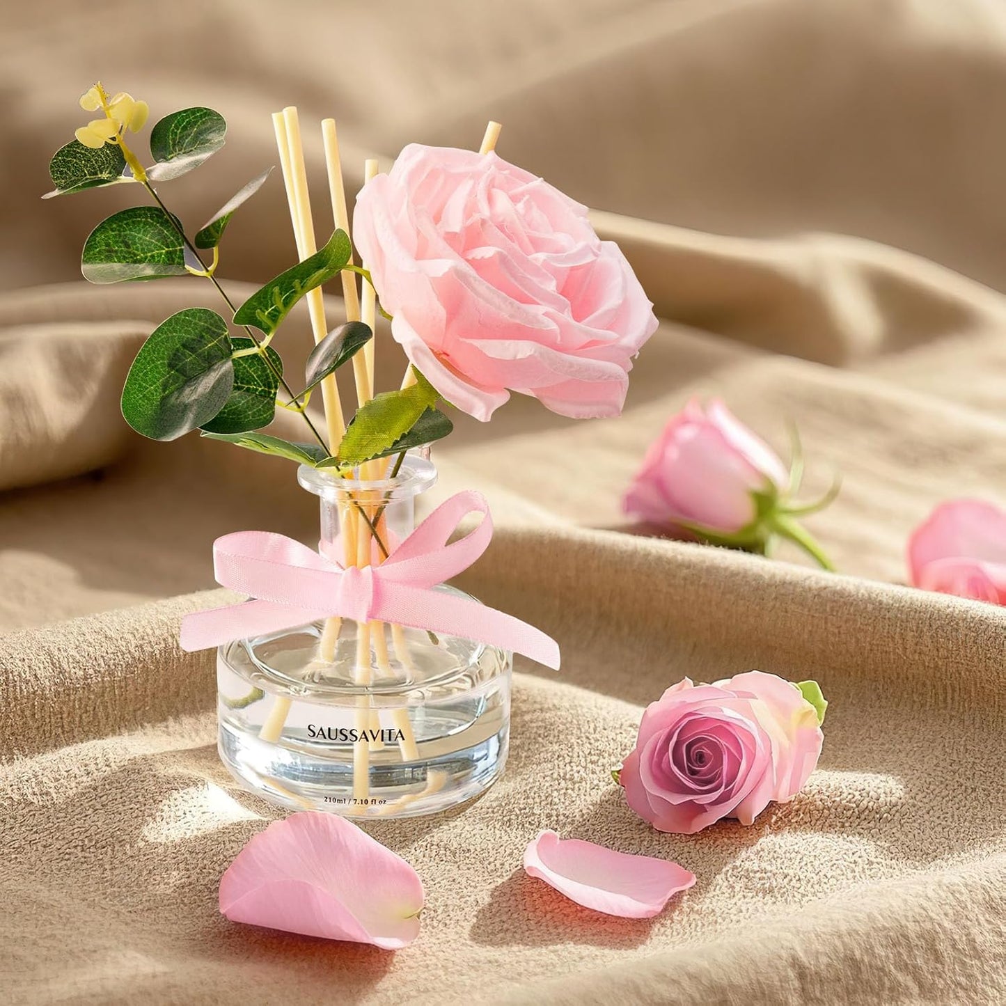 Reed Diffusers Set, 7.10 oz Flower Scented Diffuser with 7 Sticks, Long Lasting Home Fragrance for 120 Days, Perfect for Bathroom, Shelf Decor, Air Fresheners