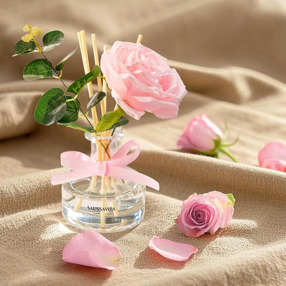 Reed Diffusers Set, 7.10 oz Flower Scented Diffuser with 7 Sticks, Long Lasting Home Fragrance for 120 Days, Perfect for Bathroom, Shelf Decor, Air Fresheners