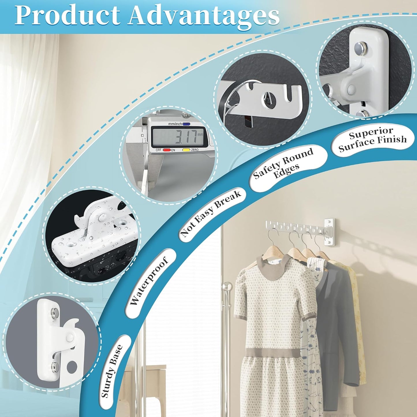 Alise Clothes Drying Racks Wall Mounted Coat Hangers,Black,2 Pcs | Foldable Hangers Clothes Hook Closet Storage Organizer,Swivel Space Saving Clothes Hanger Rack for Bedroom Bathroom Laundry