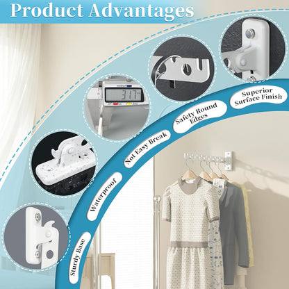 Alise Clothes Drying Racks Wall Mounted Coat Hangers,Black,2 Pcs | Foldable Hangers Clothes Hook Closet Storage Organizer,Swivel Space Saving Clothes Hanger Rack for Bedroom Bathroom Laundry