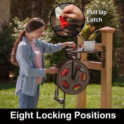Liberty GARDEN 712 Single Arm Navigator Multi-Directional Garden Hose Reel, Holds 125-Feet of, 5/8-Inch, Bronze