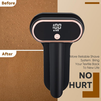 Rechargeable Fabric Shaver, Electric Lint Remover with Digital Display,Portable Sweater Defuzzer with 3 Speeds,6 Leaf Blades, Lint Shaver for Clothing,Furniture, Sofa,Sweater,Blanket…