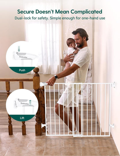 Babelio Baby Gate for Stairs, Kitchen & Doorways, No Bottom Bar| One-Handed Operation| Auto-Close| Hardware Mount (Drill Needed) Safety Dog/Pet Gate (Black - B17, 26-43" W, 28" H)