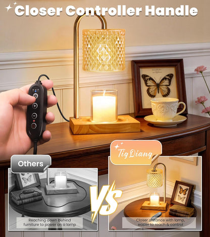 TigQiang Candle Warmer Lamp with Timer Dimmer, Birthday Gifts for Women Mom, House Warming Gifts, Elegant New Home Decor, Wax Warmer for Jar Candles, Heater Lamp for Scented Wax, Clear Glass