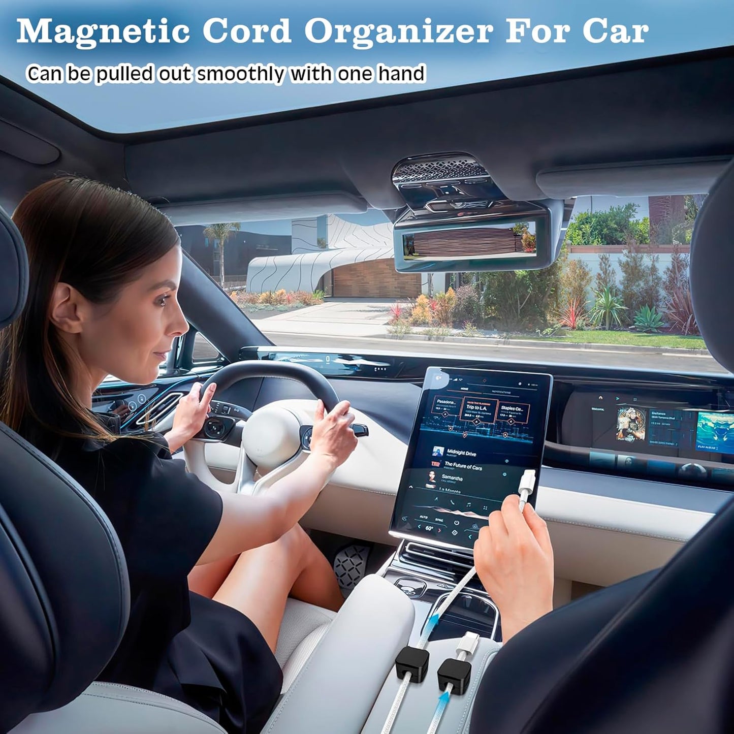 SaiTech IT 12 Pack Magnetic Cable Clips, Cord Organizer Holder Black | Adhesive Wire Keeper For Car, Office, Home, Desktop, Wall, Night Table, Ideal For Cable Management
