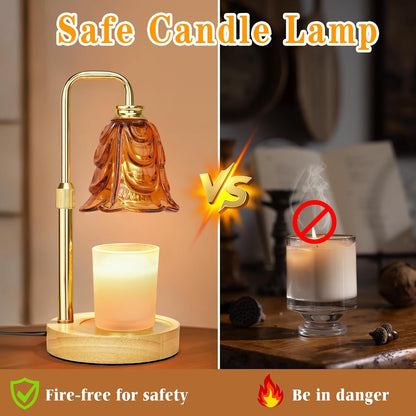 Candle Warmer Lamp with Timer Dimmer, Adjustable Height Pink Tulip Candle Wax Warmer, Christmas Birthday Gift for Mom Women,House Warming Gifts for New Home Bedroom Decor,Flower Pink