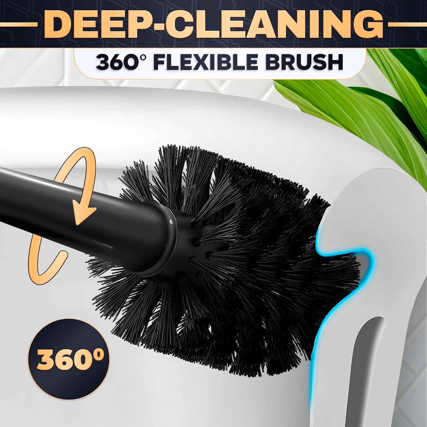 Silicone Toilet Brush and Holder Set - Cream RV Toilet Brush with Holder, Flexible Head, Soft Bristles, Detachable Handle and Freestanding Base, Compact Bathroom Cleaning Tool with Minimalistic Design