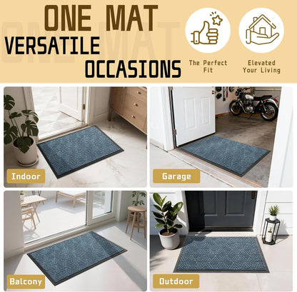 Yimobra Front Door Mat Outside Entrance 29.5x17, Waterproof Heavy Duty Outdoor Mats for Front Door, Non Slip Rubber Entry Mat for Garage Patio Indoor, Grey