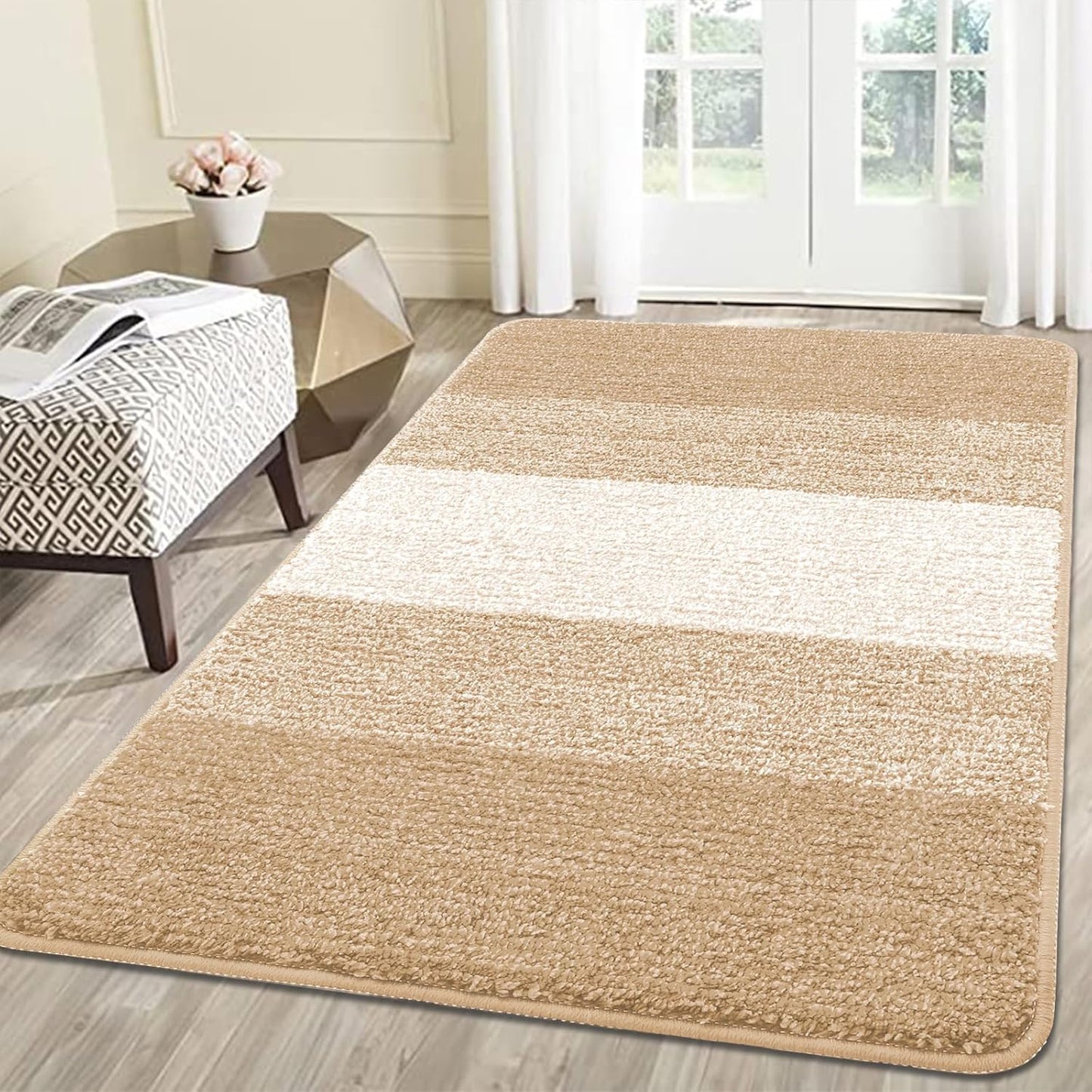 Kitinjoy Indoor Outdoor Door Mat, 32x20 Non-Slip Absorbent Dirt Trapper, Low-Profile Washable Inside Entrance Front Floor Mat, Sturdy Soft Entry Doormats for Entryway, Grey