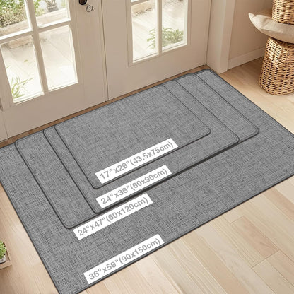 LEKEEPGO Ultra Thin Indoor Door Mat 17"x29", Low-Profile Door Mat Indoor Entrance, Non Slip Rubber Backing Inside Doormat Washable Welcome Front Entryway Dirt Trapper Entry Mat, Khaki