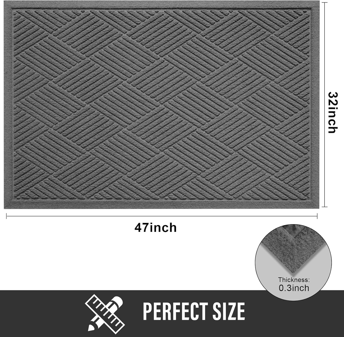 HIYARD Sturdy Front Door Mat, Absorbent Muddy Dirt Resist Welcome Door Mats Outdoor Indoor, Stain and Fade Resistant, Non-Slip Rubber Backing Low Profile Doormat for Entryway, 30×17, Beige
