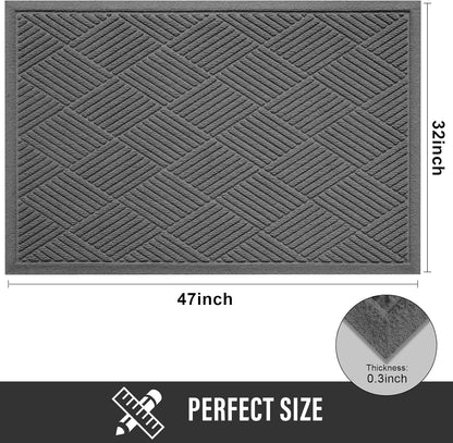 HIYARD Sturdy Front Door Mat, Absorbent Muddy Dirt Resist Welcome Door Mats Outdoor Indoor, Stain and Fade Resistant, Non-Slip Rubber Backing Low Profile Doormat for Entryway, 30×17, Beige