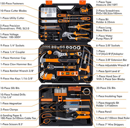 XOOL 368 Piece Home Repair Tool Kit with Drawer Toolbox, Includes Hammer, Pliers, Screwdrivers, Wrench, Tape Measure & More for Home Repair, Apartment, Office, Garage and DIY Projects