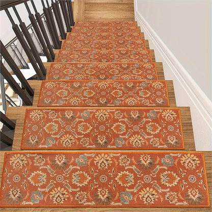 Lahome Carpet Stair Treads Non Slip Backing, 15 Pack 8" X 30" Stair Treads for Wooden Steps Indoor, Soft Washable Stairway Stair Runners Oriental Staircase Rugs for Kids Pets Elders(15pc, Grey)