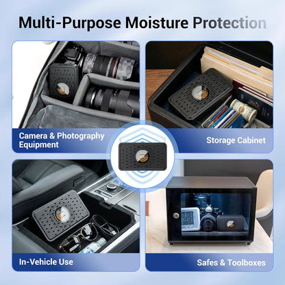 Auto Power-off Cordless Rechargeable Mini Dehumidifier Desiccant,Electric Moisture Absorption Silica Gel Packet for Storage Totes Jewelry Display Cabinet Guitar Case Drawer Photo Album Document-Purple
