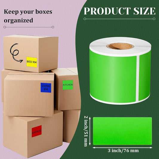 Marspark 1000 Pcs Colored Labels Stickers 3 x 2 Inch Rectangular Color Coding Labels Stickers Rolls 4 Color Moving Label for Boxes Inventory File Classification Packing Organizing Storage Name Tags