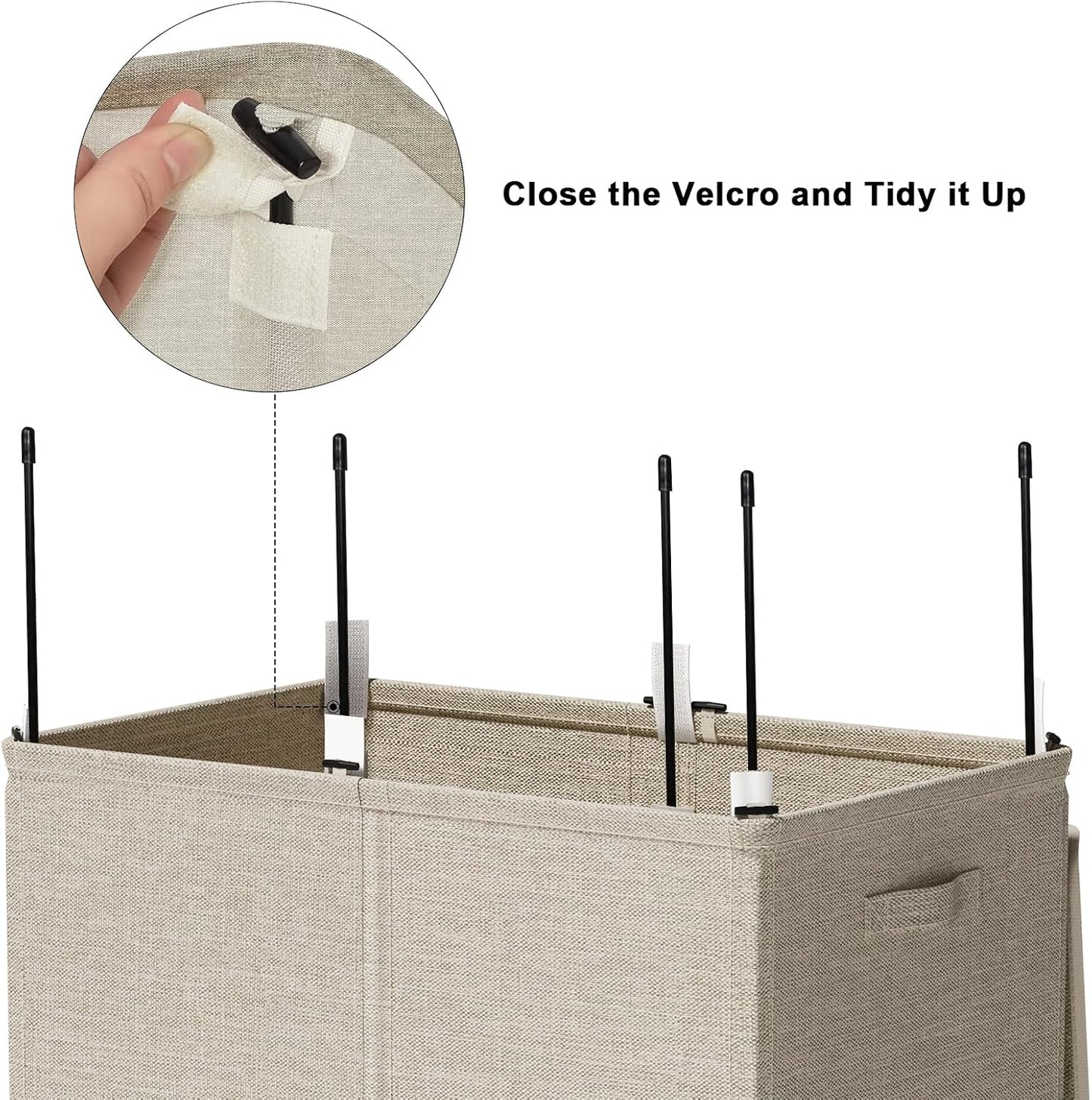 WOWLIVE 180L Laundry Hamper with Lid 3 Section,Large Laundry Basket with Removable Bags and Handles,Collapsible Dirty Clothes Hampers for Laundry,Laundry Basket Organizer for Laundry Room,Dorm,Beige